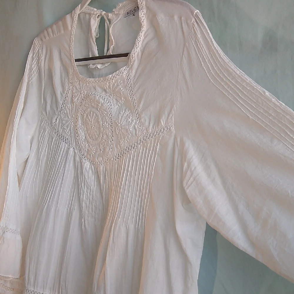 Novica XL delicate India cotton tunic blouse - Picture 7 of 16
